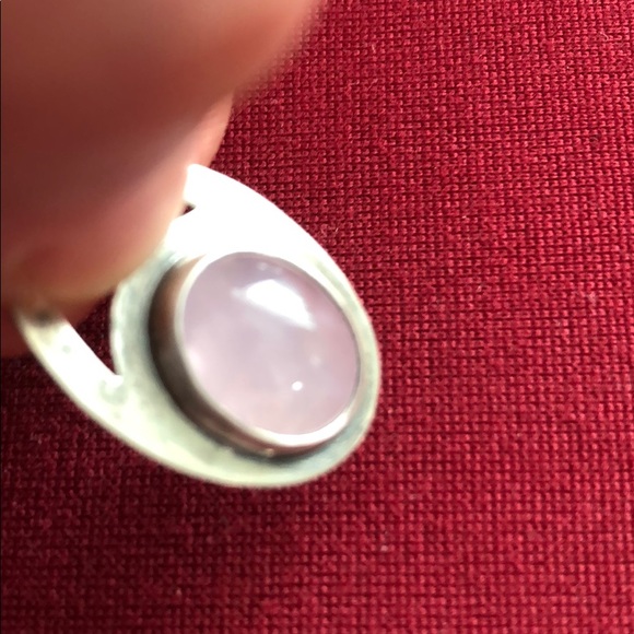 Cabochon light pink opal sterling silver earrings - Picture 2 of 5